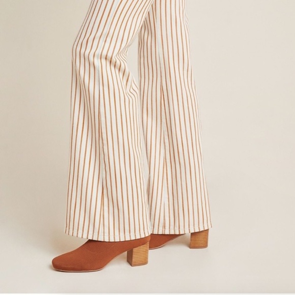 Anthropologie Orange and Cream Striped Pants Jeans - Picture 3 of 7